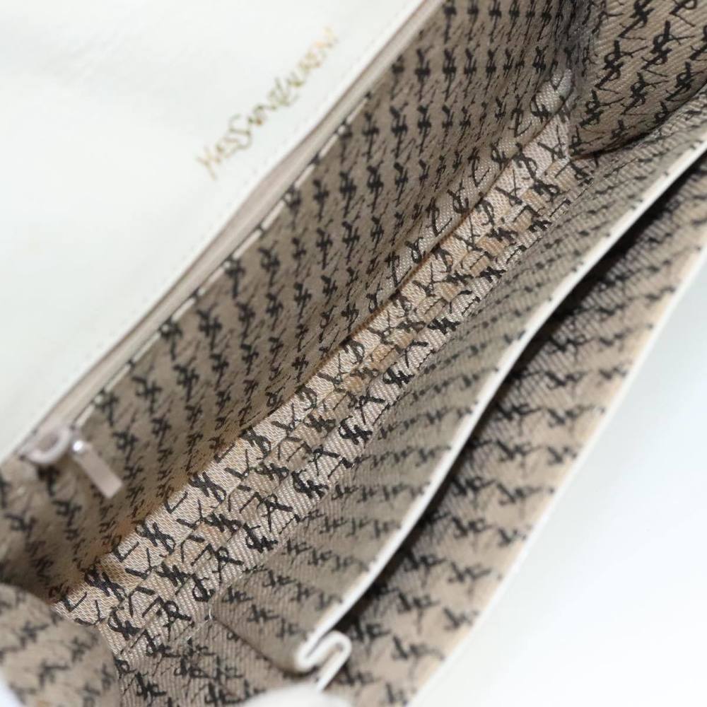 SAINT LAURENT Clutch Bag Leather White Auth bs21008 - Picture 10 of 16